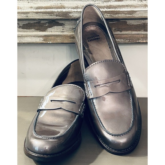 Johnston & Murphy Shoes - Johnston & Murphy Women's Gillian Patent Leather Penny Loafers, Size 10M Taupe